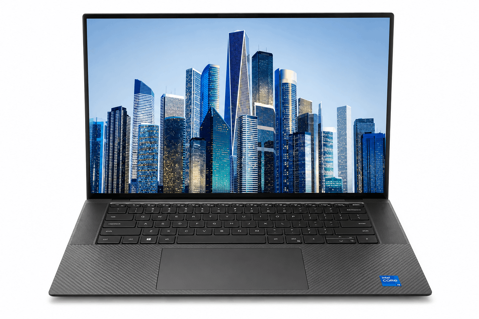Dell Precision workstation laptop, open front view